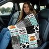 Highland Cow Patchwork Plaid Cow Print Flannel Throw Blanket Super Soft Warm Blanket for Sofa Bed Farmhouse Home Decor Gift