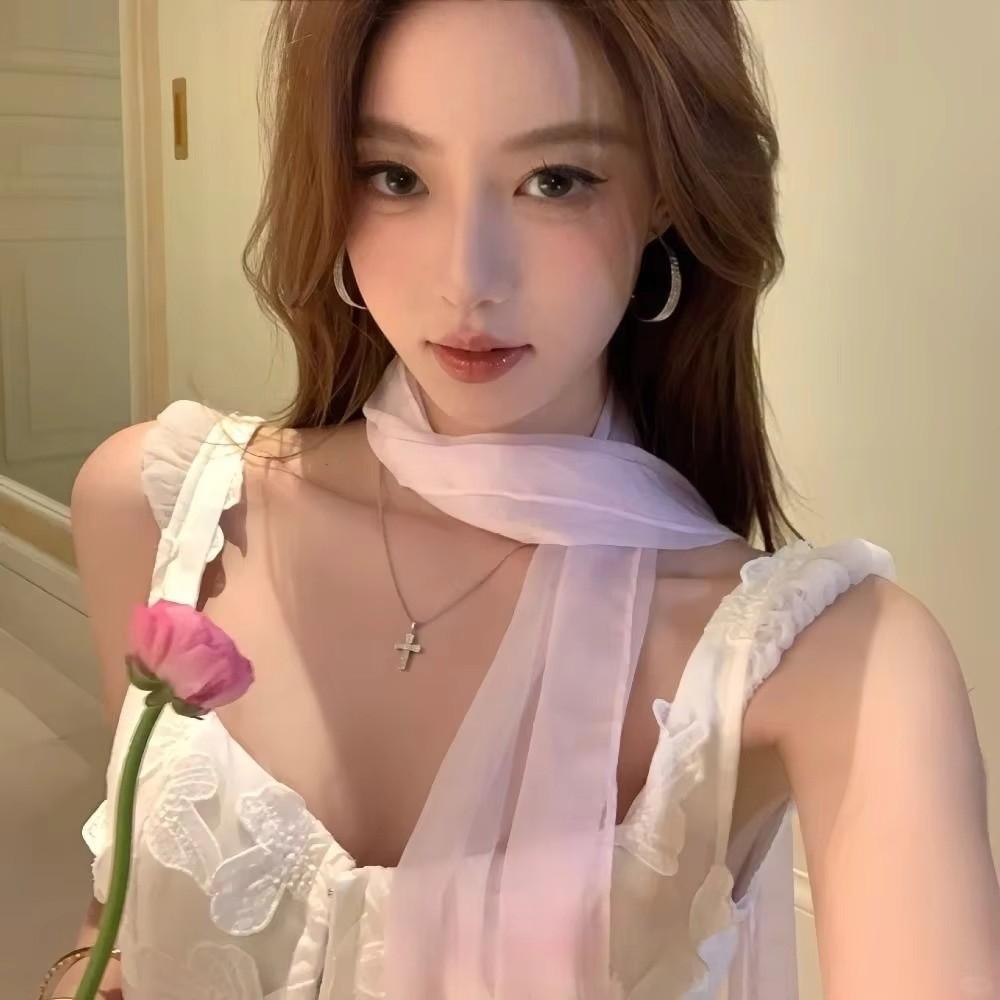 Soft Chiffon Silk Scarf Thin Long Ribbon Neckerchief Elegant Ribbon Scarf For Women
