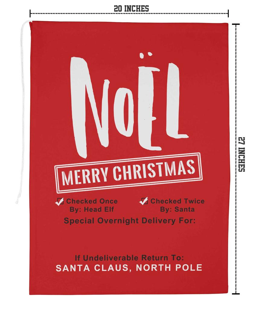 Printtoo Упаковка из 2 специальных рождественских мешков со шнурком, очень большого размера, для многоразового хранения рождественских подарков, 27x20 дюймов