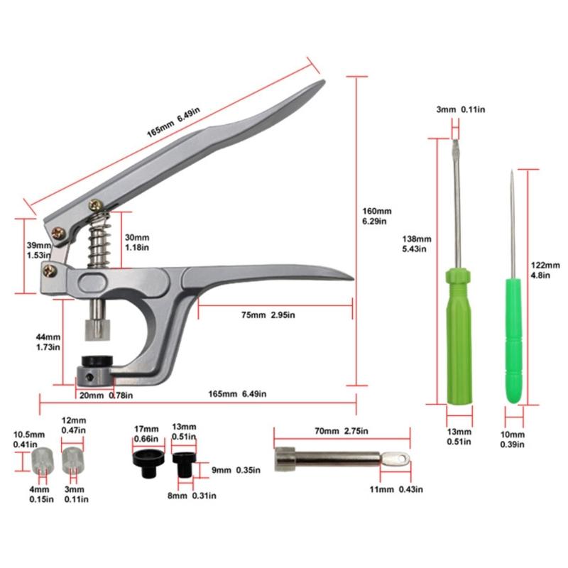 Многофункциональный инструмент для установки кнопок-застежек Удобные плоскогубцы для кнопок Инструмент для установки кнопок-застежек для детских нагрудников, одежды