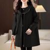 Женский тренч-жакет с капюшоном большого размера средней длины свободного кроя в стиле кэжуал
