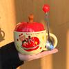 Новогодний подарок на день рождения Высокоценная милая чашка для воды в виде яблока Подруге Керамическая кружка с крышкой и ложкой Подарочная коробка
