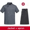 2Pcs Set New Short-Sleeved Chef's Clothing Plus Apron Summer Breathable Thin Men's Catering Half-Sleeved Work Clothes