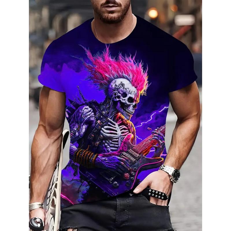 Pop Rock Skull Punk's Not Dead Pattern T Shirts For Men 3D Print Summer Hip Hop Trend Short Sleeve T-shirt Oversized O-neck Tops