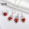 Heart Jewelry Set for Women Shiny Rhinestone Heart Necklace Earrings Ring Set Bridal Wedding Jewelry Accessory