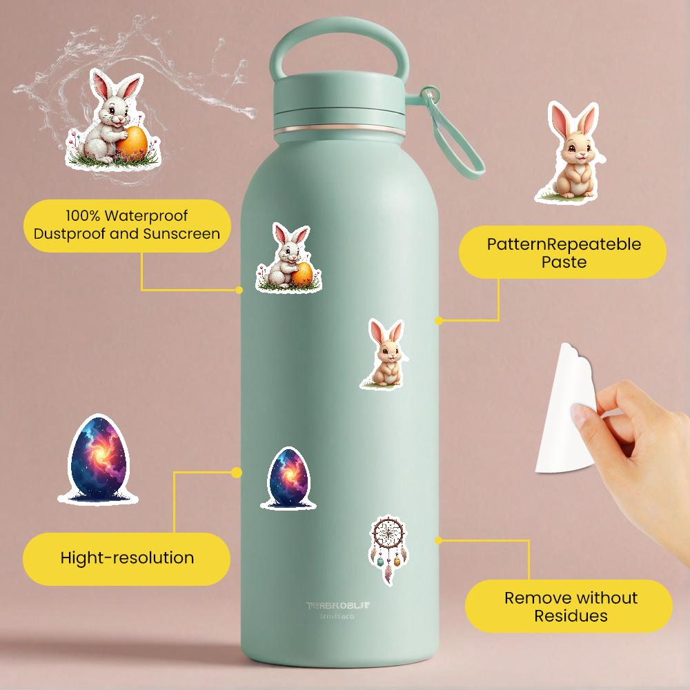 35-70pcs Easter Decorations Stickers Color Eggs Rabbit Graffiti Sticker Pack Gift Diy Skateboard Phone Laptop Diary Book
