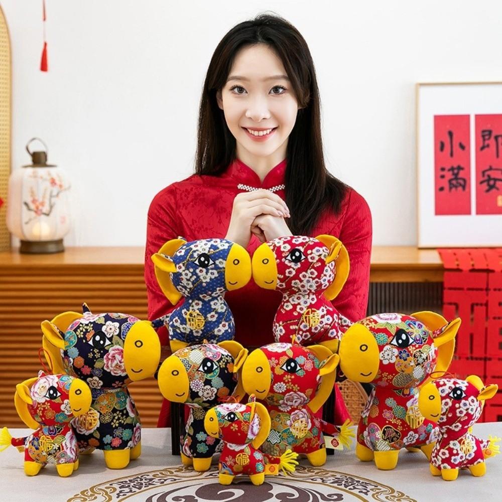 PP Cotton Plush Horse Stuffed Animal Toy Soft Chinese Horse Plush Doll Festive Decor