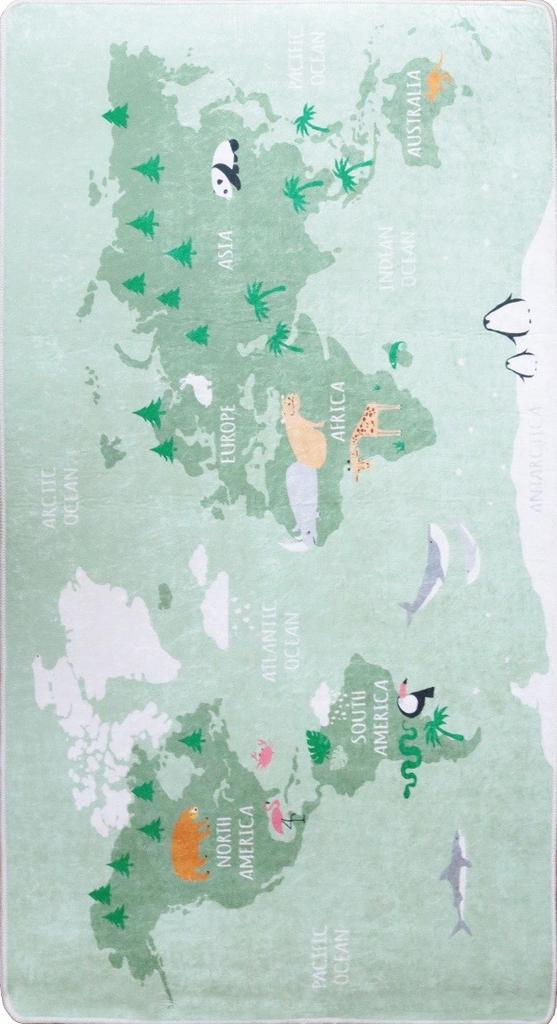 Children's Bedroom Rug 100x160 Cm Polyester Green World