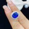 POMOiii Винтажные новые темпераментные синие овальные кольца, персонализированные открывающиеся кольца для женщин, циркон, свадебные, помолвочные, вечерние, изящные ювелирные изделия, подарок