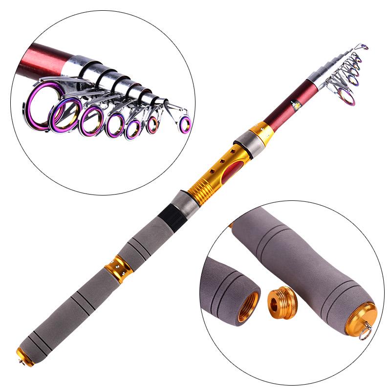 Fishing Rod Carbon Fiber Travel Fishing Spinning Rod Portable Telescopic Fishing Pole Fishing Tackle