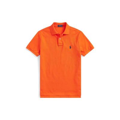 Polo Ss23 Однотонная рубашка поло с коротким рукавом и вышитым логотипом, мужская рубашка оранжевого цвета 710794276-054