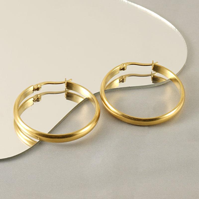 Серьги из нержавеющей стали 18 карат, женские, простые, нишевые, с пряжкой, из золота, титана, стали, универсальные серьги