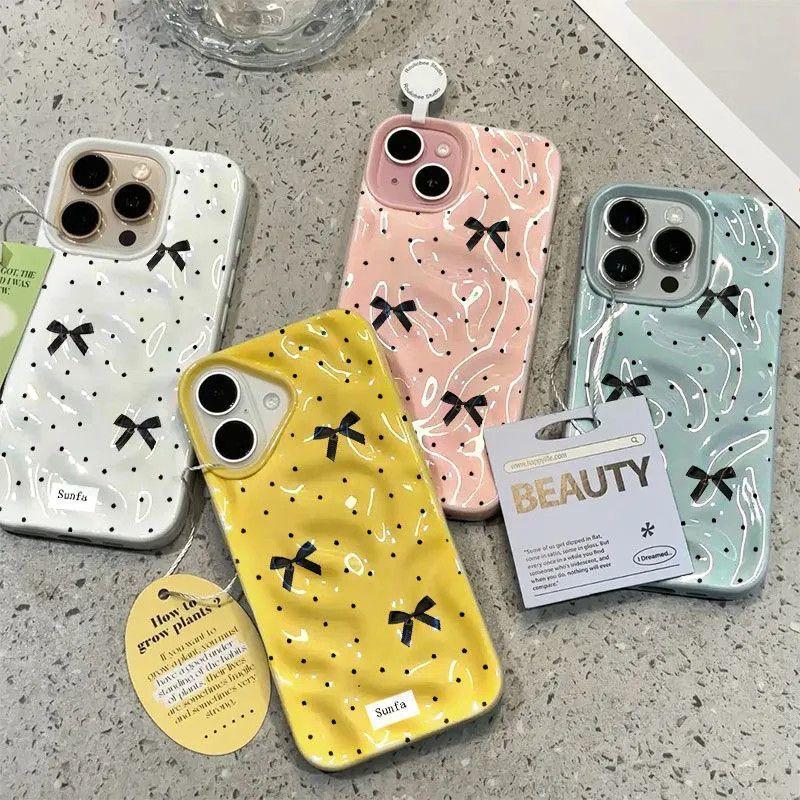 Черный Бабочка Складки Текстура Чехол Для Телефона Для iPhone 16 15 14 Plus 13 Pro Max 12 Pro 11 Ударопрочный Модный Мягкий Чехол