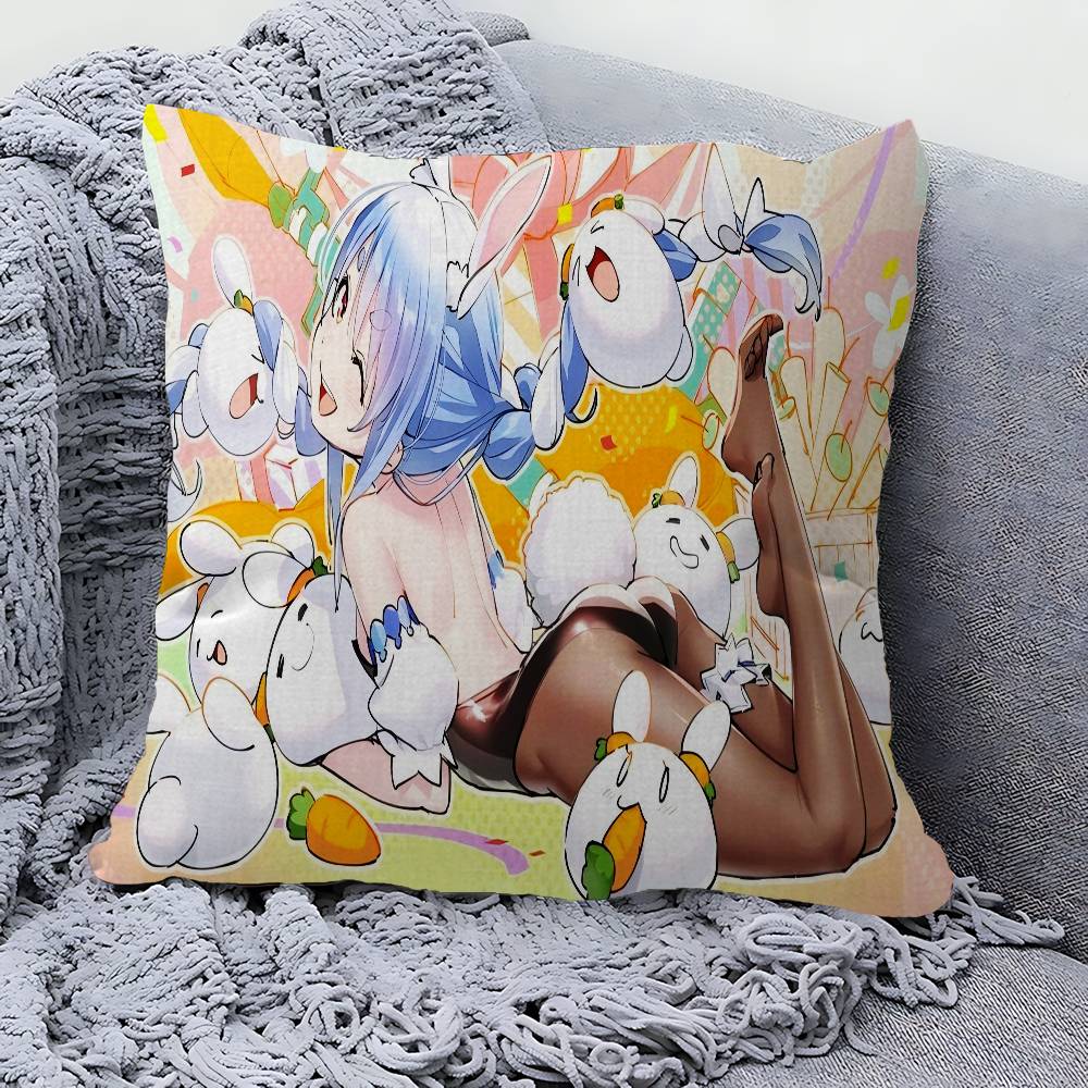 Game Hololive Usada Ppekora Pillow Covers Cartoon Sofa Decorative Home Doublesided Printing Short Plush Cute Cushion Cover