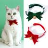 Christmas Cat Collar Adjustable Dogs Collar with Bells Velvet Kitten Collar Cats Festival Costume Pet Party Bowtie 2PCS