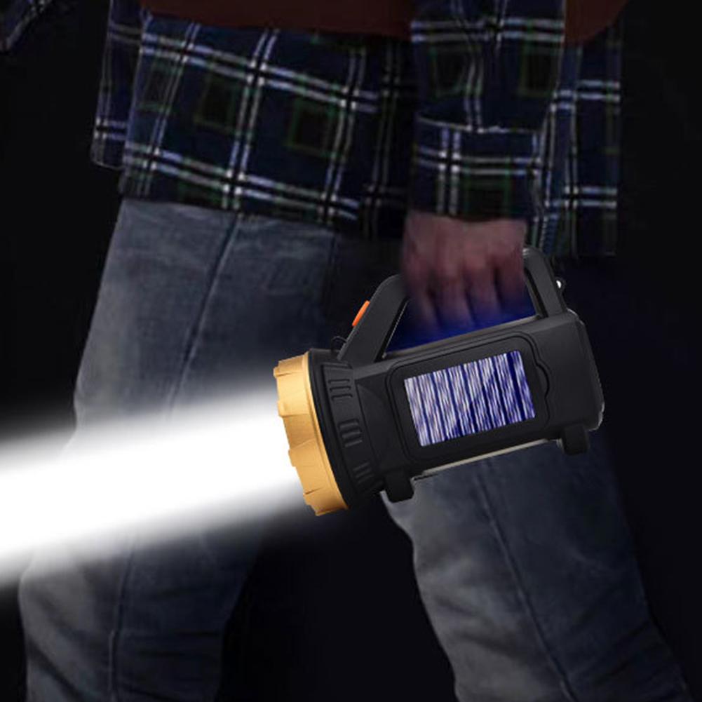 Супер яркий прожектор на солнечной энергии имеет боковые фонари, светодиодный ручной фонарик, мощный прожектор для походов на открытом воздухе, рыбалки