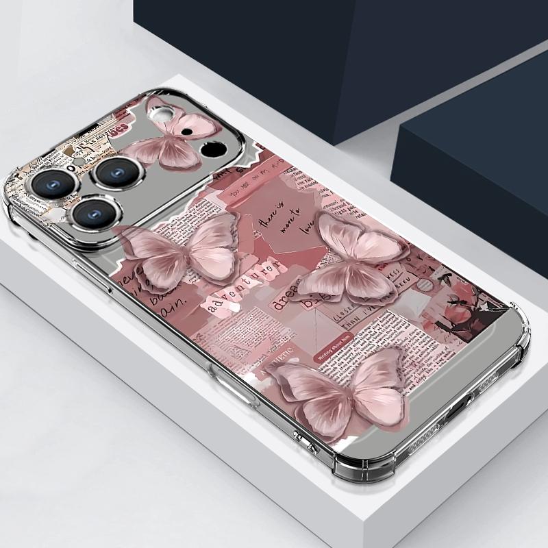 Многоцветный чехол с узором «Бабочка» для iPhone 17 Pro Max Coque iPhone 16 15 14 13 Pro Max 11 Ударопрочный прозрачный мягкий силиконовый чехол
