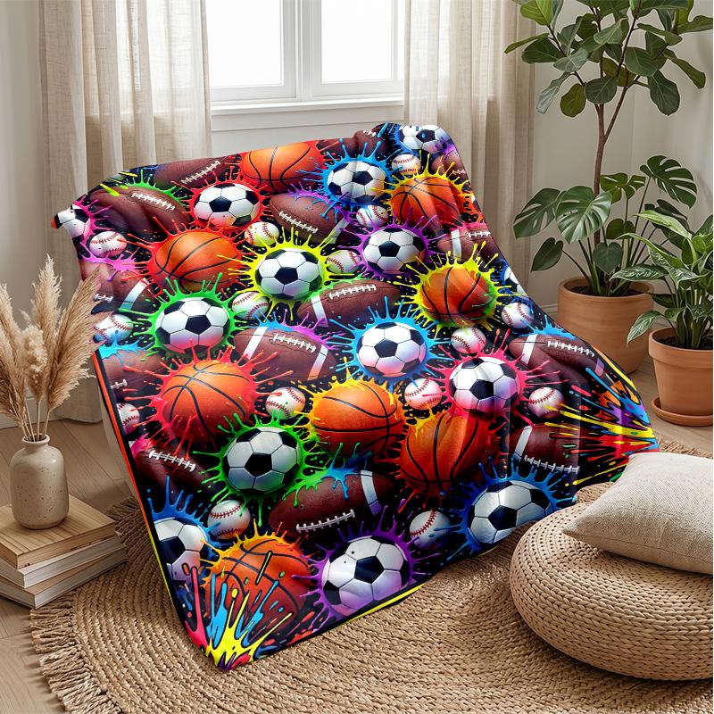 Sports Ball Explosion 3 Theme blanket Lightweight Warm Flannel Blanket Decorative Throw Blanket for Home Decoration