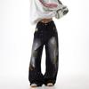 Мужские джинсы Ins Jeans Мужские рваные укороченные брюки Harajuku Straight Leg Весенние модные свободные прямые брюки