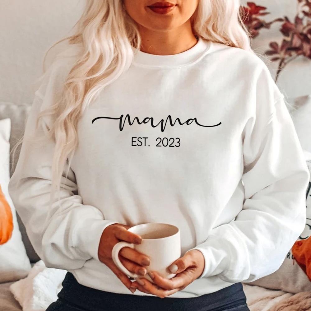 Mama Est 2023 толстовки Mom Life свитер Mama рубашки рубашка на день матери подарок для мамы женские модные эстетические толстовки топы