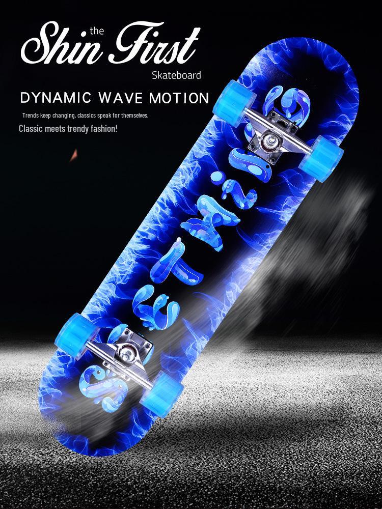 Pro Skateboard: Beginner-Ready Maple Longboard with Double Kick Deck for Adults & Kids