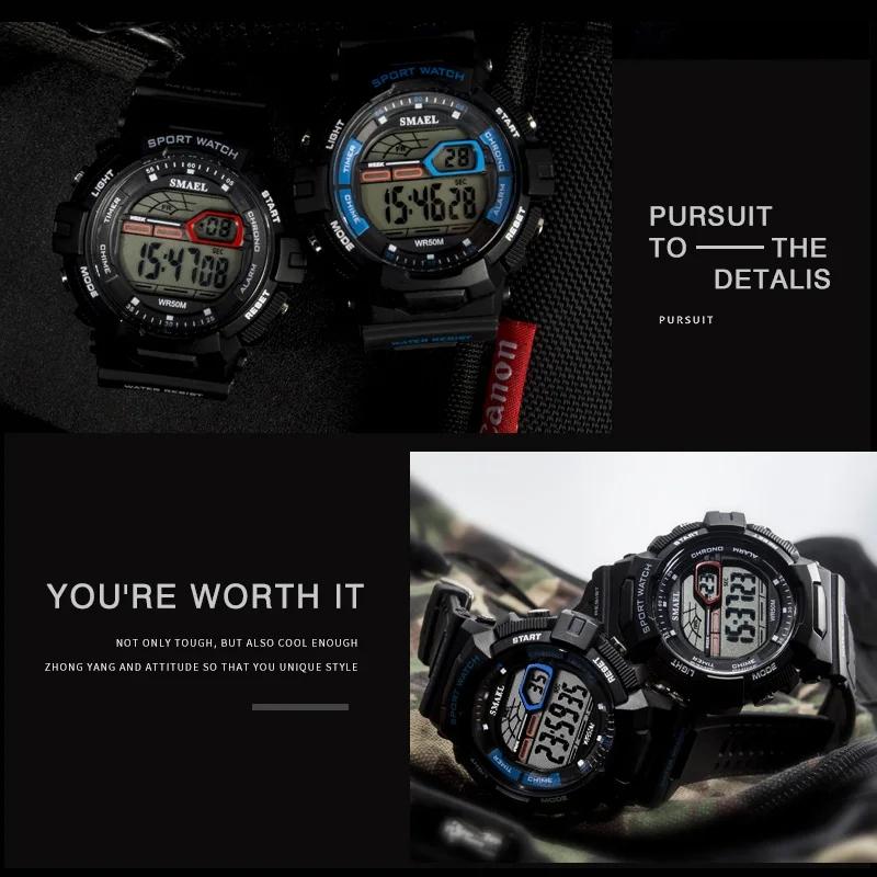 Smael 1527 Shock Resistant LED Function Adjust Wristwatch Reloj Digital Resin Material Watch Outdoor Sports Creative Men Date
