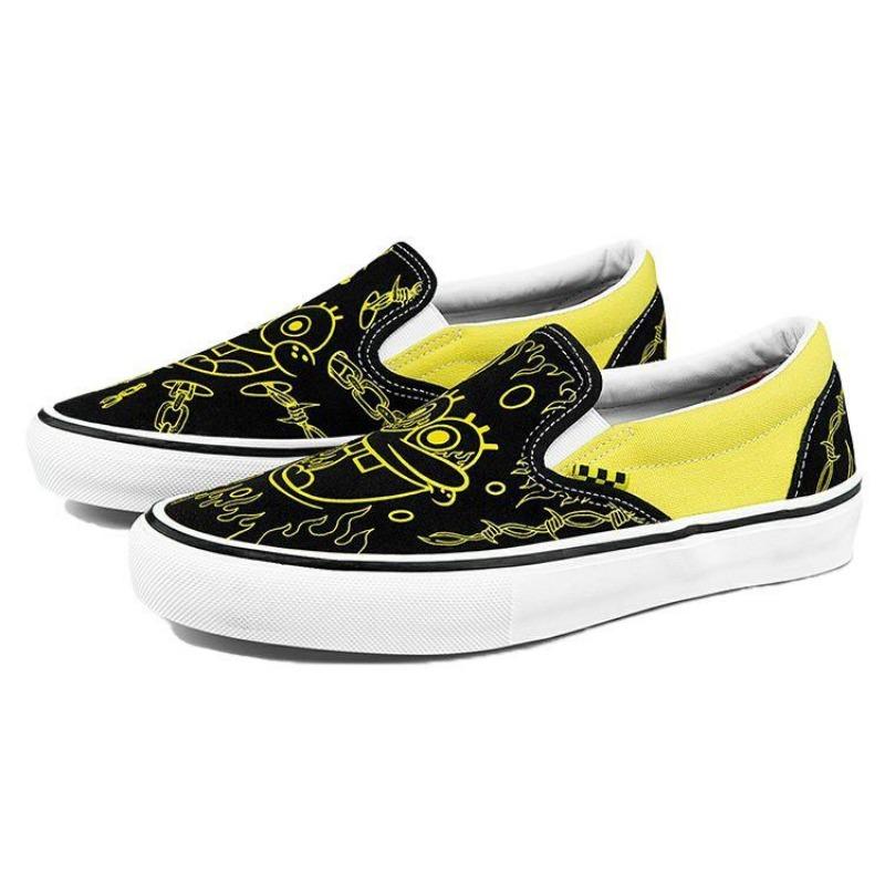 SpongeBob SquarePants x Vans Old Skool co-branded unisex trendy versatile low-top skate shoes black and yellow VN0A5FCAZAU