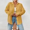 Women Casual Shirt Lapel Long Sleeve Button Down Casual Top with Patch Pocket Solid Color
