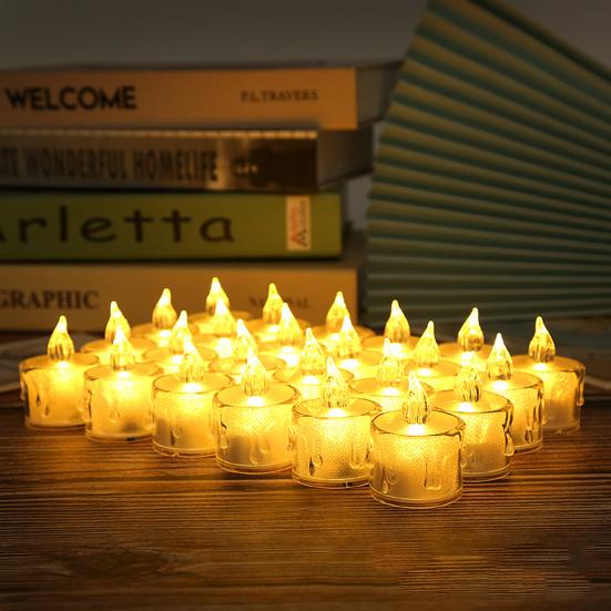 6 шт./компл. электронные свечи без дыма и тепла, прозрачная ночная подсветка, праздничная атмосфера, светящийся чайный воск для вечеринки