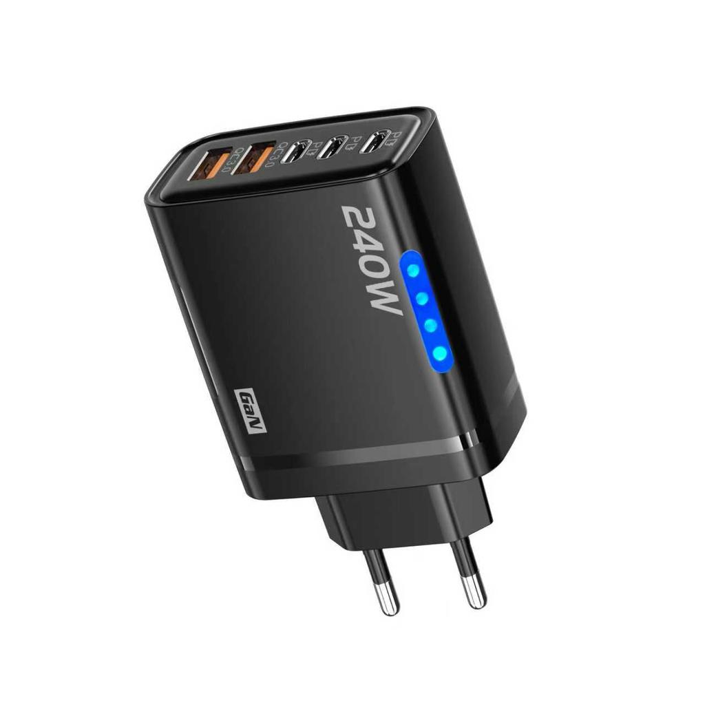 New 5 in 1 GaN Charger For 16 15pro Desktop Laptop Samsung 240W Fast Charging Adapter 120w Type To TypeC Cable Charger