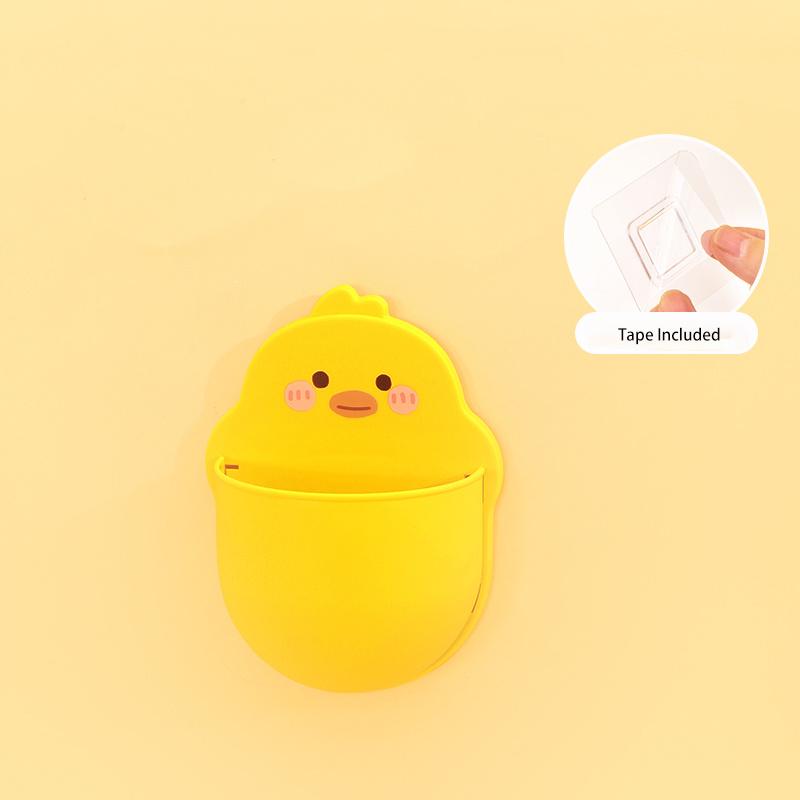 Cartoon Self-adhesive Wall Mount Pen Pencil Holder, Markers Writing Storage, Desktop Organizer, Cute, 1 Pc