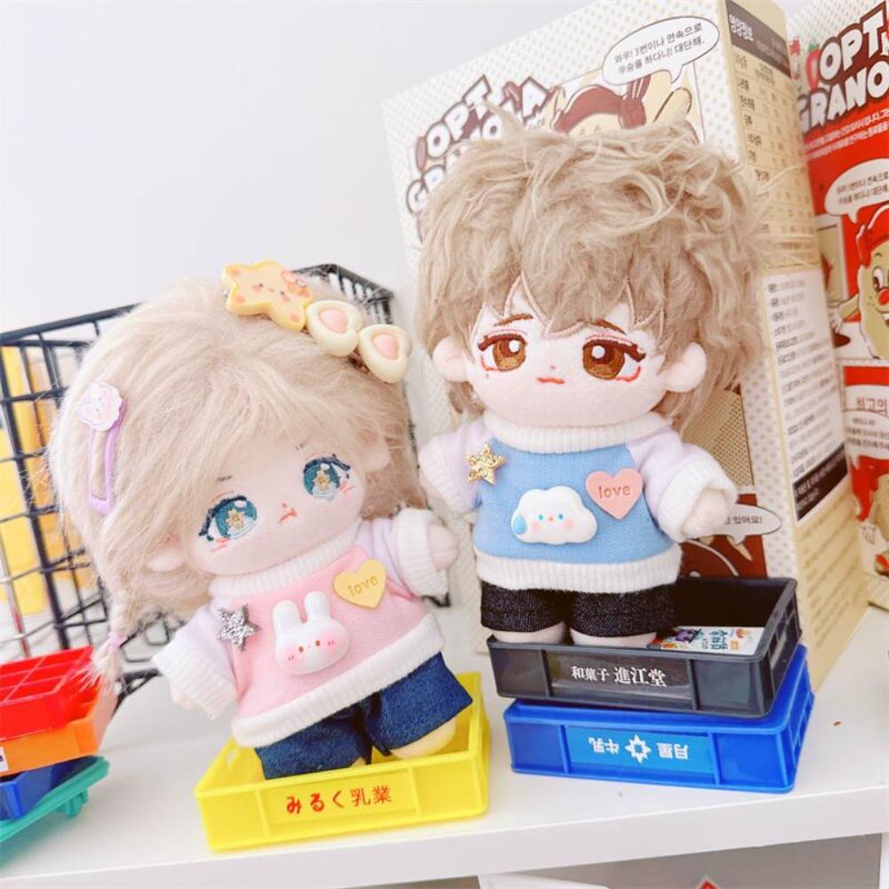 Plush Stuffed 10CM Doll Clothes Hoodies No Attributes Dolls Clothes Pink T-shirt Pants Set  Kids