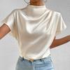 Новая летняя плиссированная повседневная рубашка с круглым вырезом и коротким рукавом для женщин, модные элегантные топы, облегающие однотонные свободные женские блузки, простые женские рубашки 26524