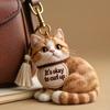Emotional Support Bag Charm Positive Plush Animal Pendant Cat Dog Keychain Charm with Embroidered Message for Backpack Purse