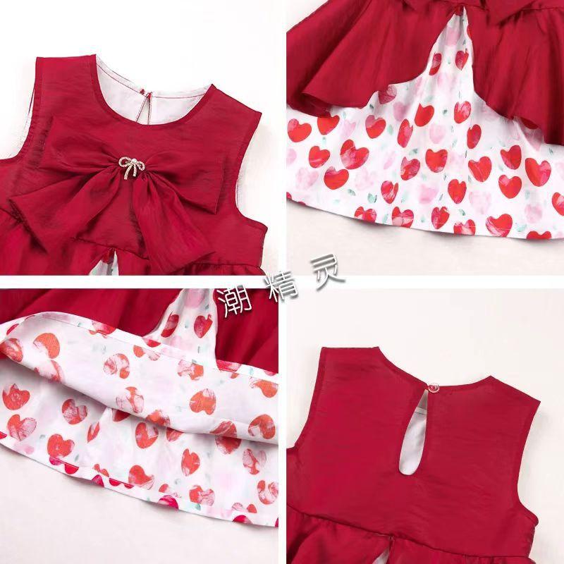Girls Summer Bow Princess Dress Cute Knee Length Party Gown For Kids