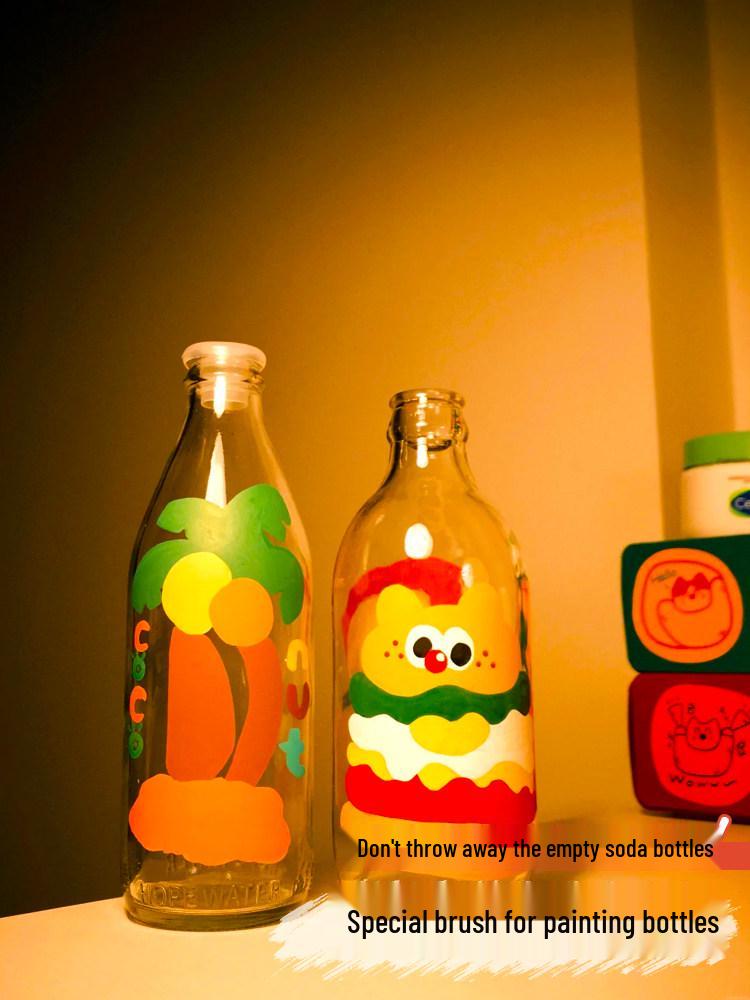 Моющиеся акриловые маркеры с мягким наконечником – Набор для DIY: Ваза для стекла и акварельные маркеры