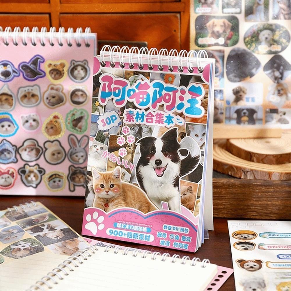 Coil-Bound Scrapbook Stickers Ring Binding Animal Sticker Book Journaling Scrapbooking Decoration