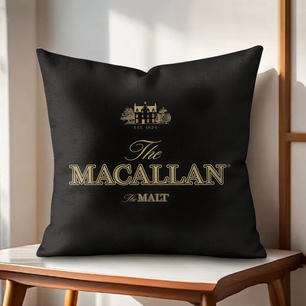MMacallanNS wWhiskey logo Cushion Cover Natural Linen Organic Fabric DoubleSided Printing Couch Pillow Covers Home Decor
