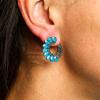 Matte Teal Vintage Glass Crescent Hoop Earrings