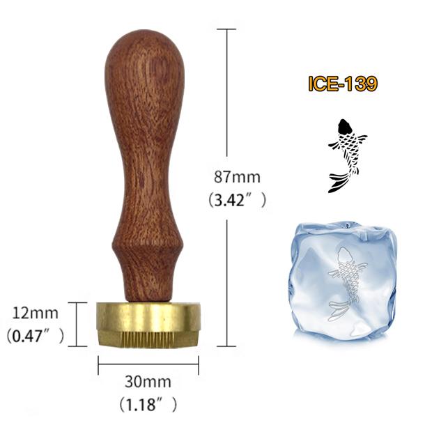 Ice Stamp With Removable Brass Head & Wood Handle - Vintage 1.18" Branding for Cubes, Cocktails, Whiskey, Mojito Drinks - Bar Making DIY Crafting