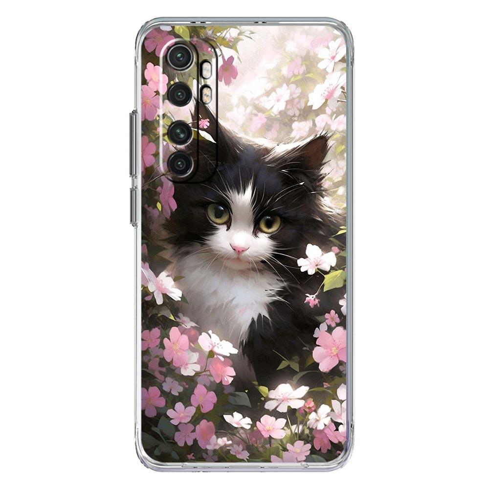 Чехол для телефона для Xiaomi Poco X6 X5 NFC X3 F6 F5 Pro F4 F3 M3 14 13T 12T 12 13 Lite 11 Mi 5G Прозрачный чехол Милый кот-детектор