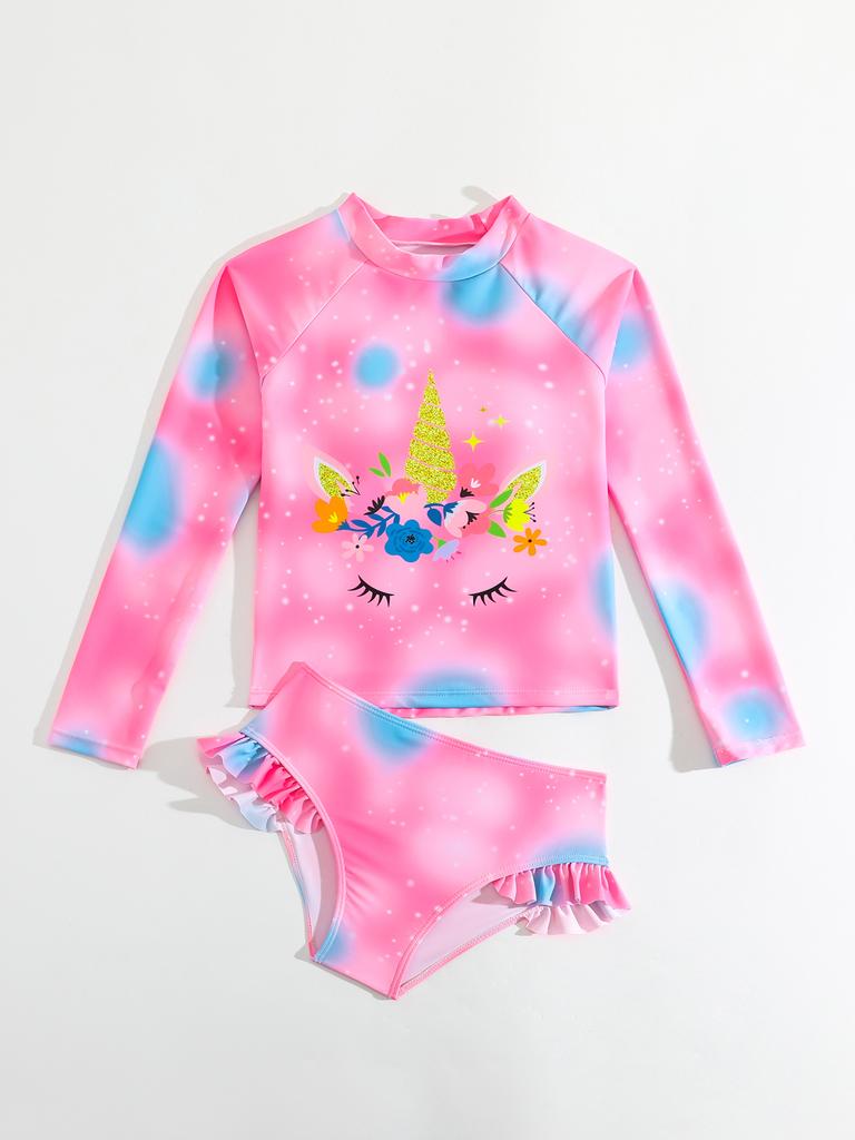 2 шт. детские купальники с принтом для девочек, пляжные наряды, топы с принтом из мультфильмов, пляжные купальники, купальные костюмы