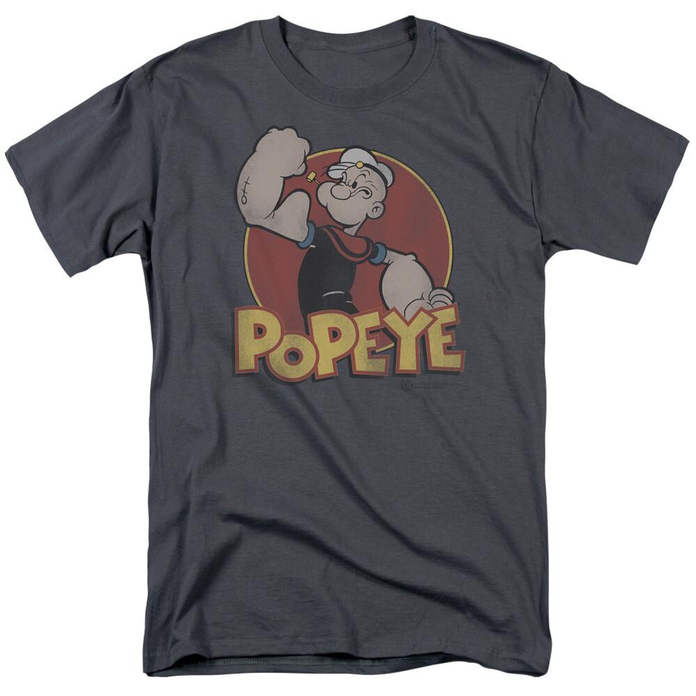Popeye Retro Ring T Shirt Mens Sailor Man Licensed IDW Comic Tee Charcoal
