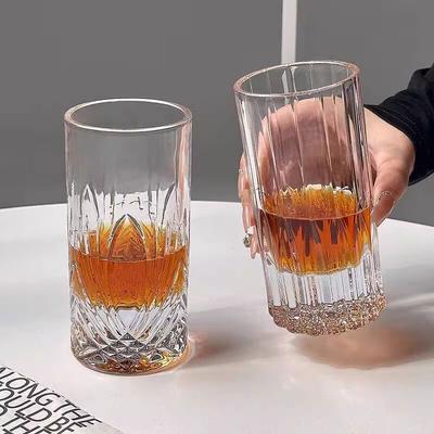Гравированные Хрустальные Стаканы Креативные Стеклянные Стаканы Высококачественные Толстостенные Рельефные Стаканы для Пива Виски Бокалы Рождественский Подарок