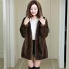 Warm Coat Hooded Autumn/winter Mink Velvet Coat Women's Thick Loose Medium Long Fluffy Fashion Style Black Top