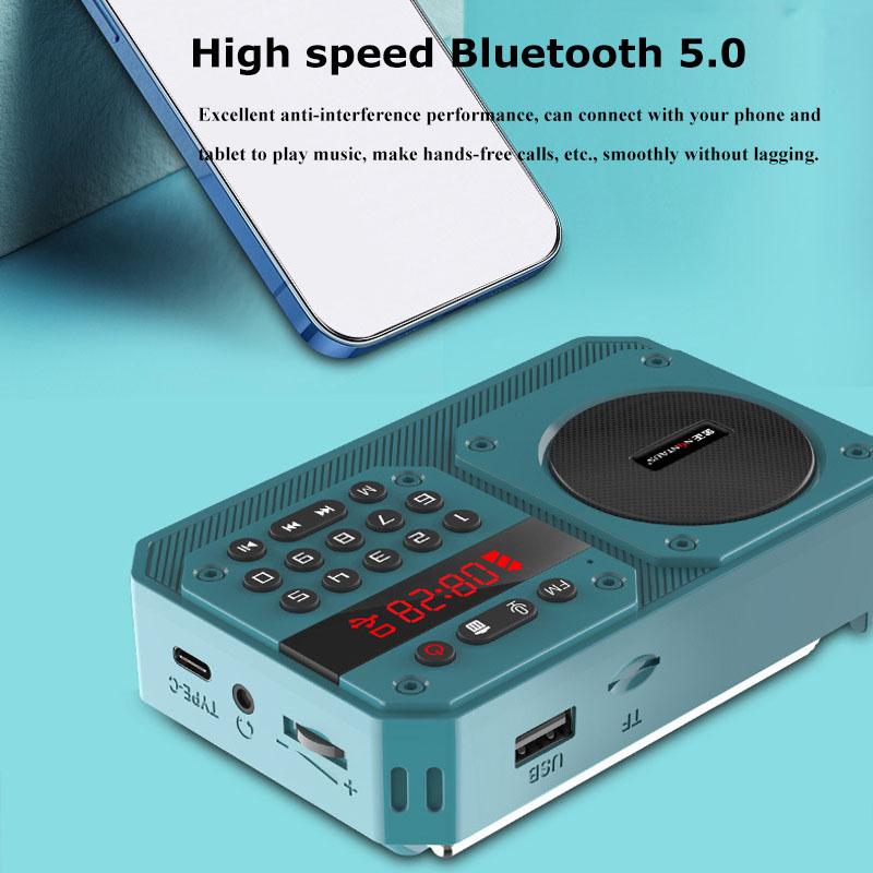 Мини Портативное FM Радио Высокочувствительный Радиоприемник Беспроводной Hifi Bluetooth Динамик с Микрофоном Поддержка Записи TF USB Воспроизведение