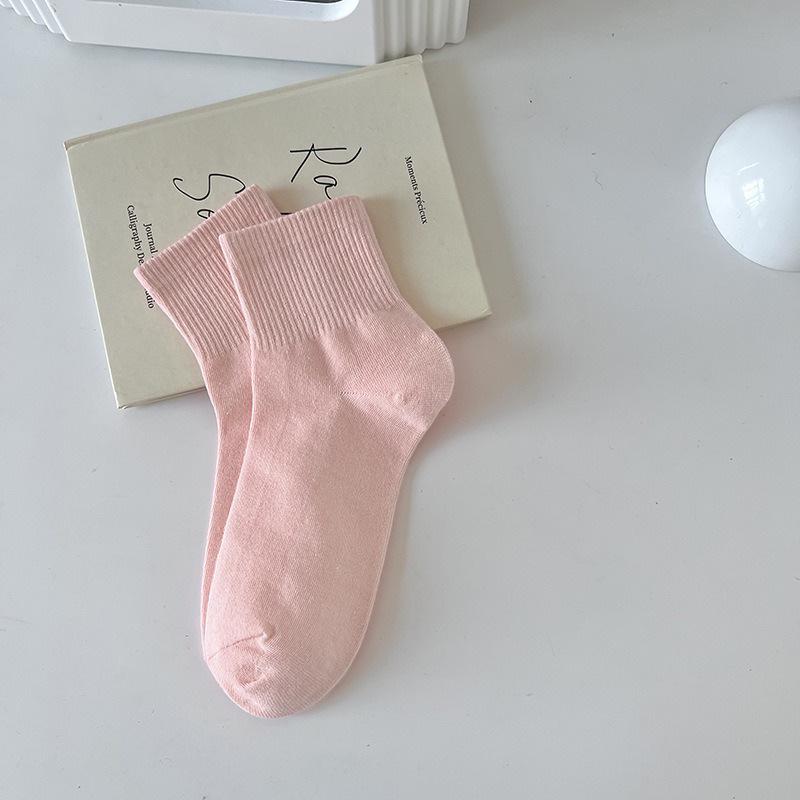 Женские спортивные носки из хлопка макаронных цветов - Дышащие, Влагоотводящие, Не скатывающиеся, Средней длины для весны и осени