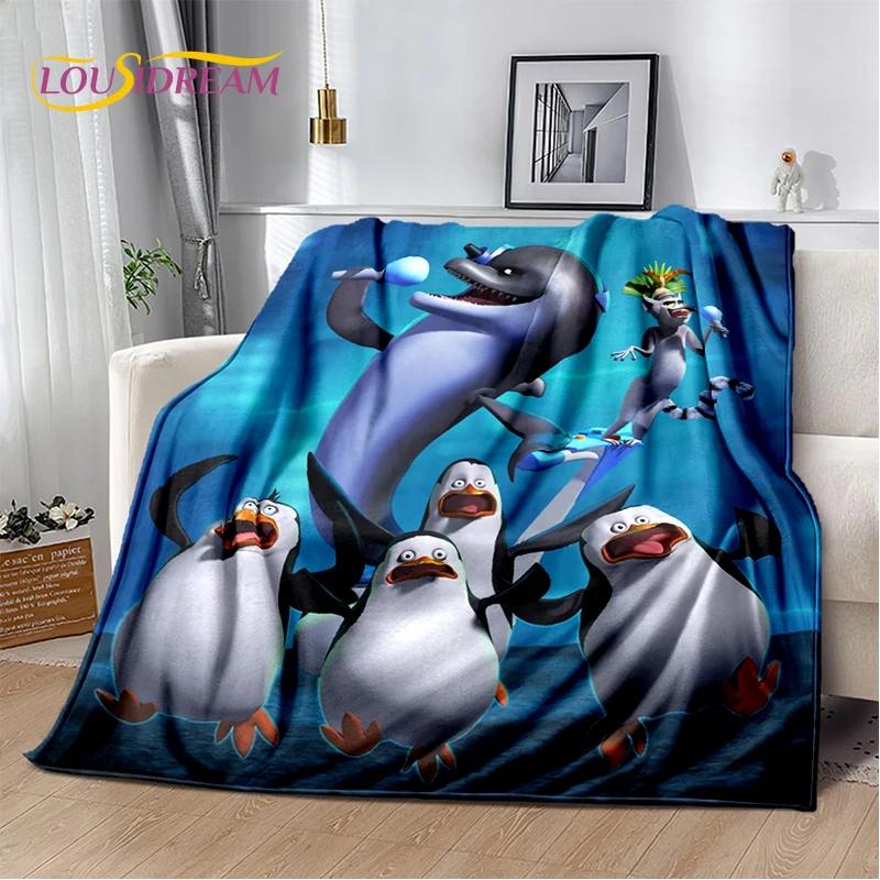 Милые пингвины из мультфильма «Мадагаскар» Плед, Мягкий плед для дома, спальни, кровати, дивана, пикника, путешествий, офиса, Покрывало, Подарок для ребенка