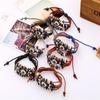 Unisex Vintage Leather Beaded Eye Adjustable Bracelet Handmade Fashion Jewelry Accessory for All Occasions