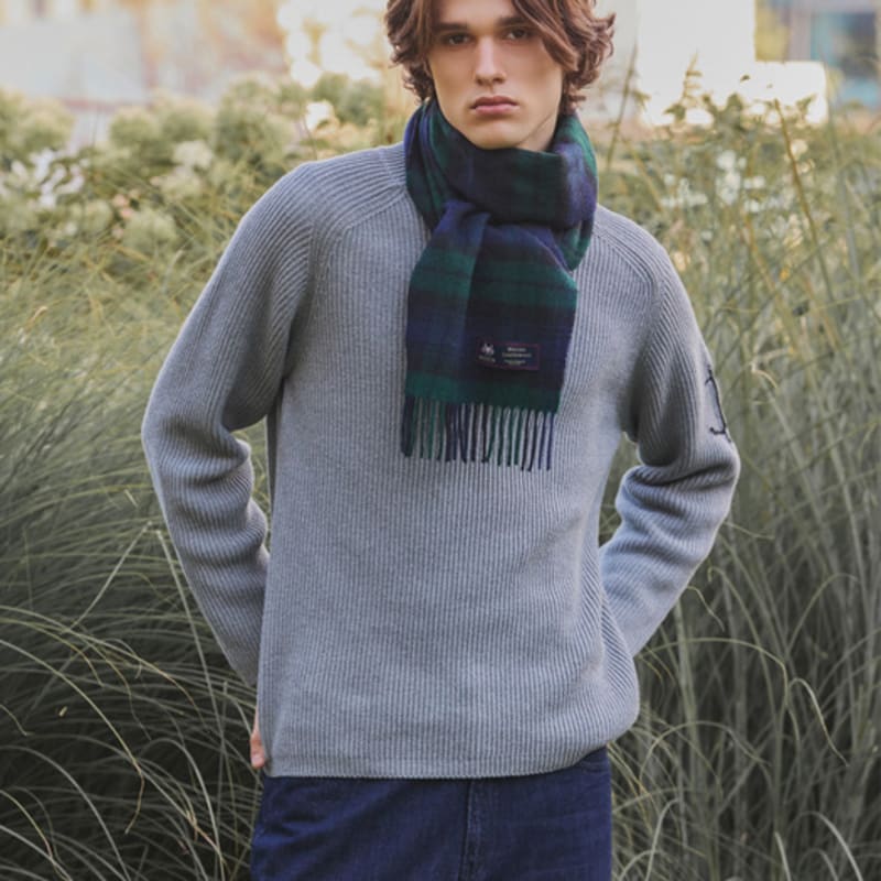 ABRAHAM MOON Шарф из мериносовой шерсти 25 см - Black Watch